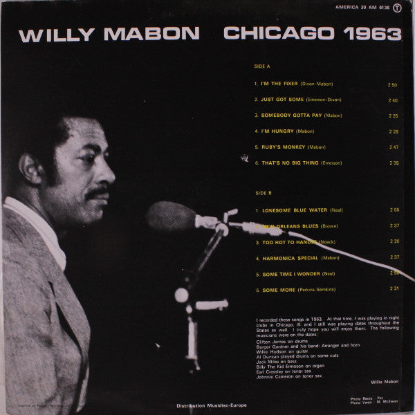 Willie Mabon : Chicago 1963 (LP, Album, Mono)