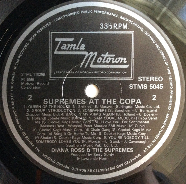 The Supremes : At The Copa (LP, Album, RE)
