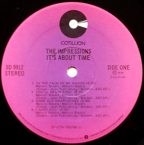 The Impressions : It's About Time (LP, Album, RI)
