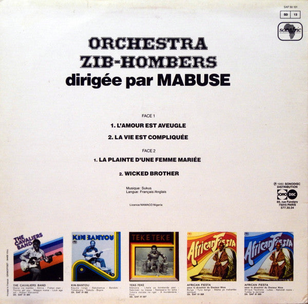 Orchestra Zib Hombers Dirigée Par Mabus (Zaïre) : Orchestra Zib Hombers (LP)