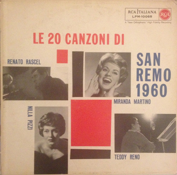 Renato Rascel, Nilla Pizzi, Miranda Martino, Teddy Reno : Le 20 Canzoni Di San Remo 1960 (LP, Album)