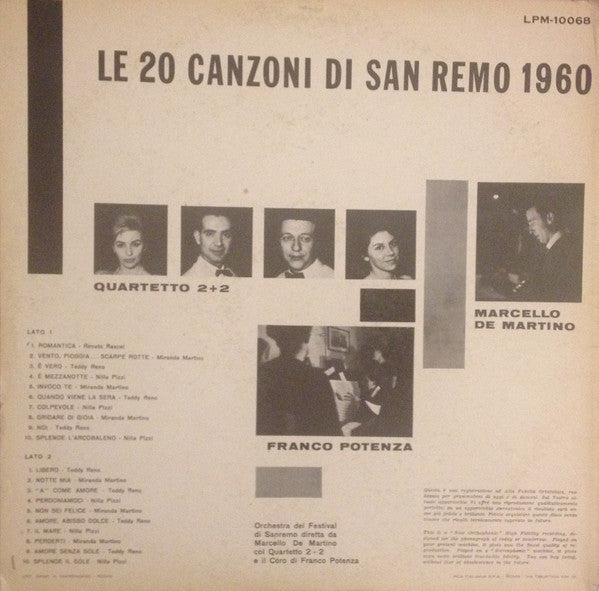 Renato Rascel, Nilla Pizzi, Miranda Martino, Teddy Reno : Le 20 Canzoni Di San Remo 1960 (LP, Album)