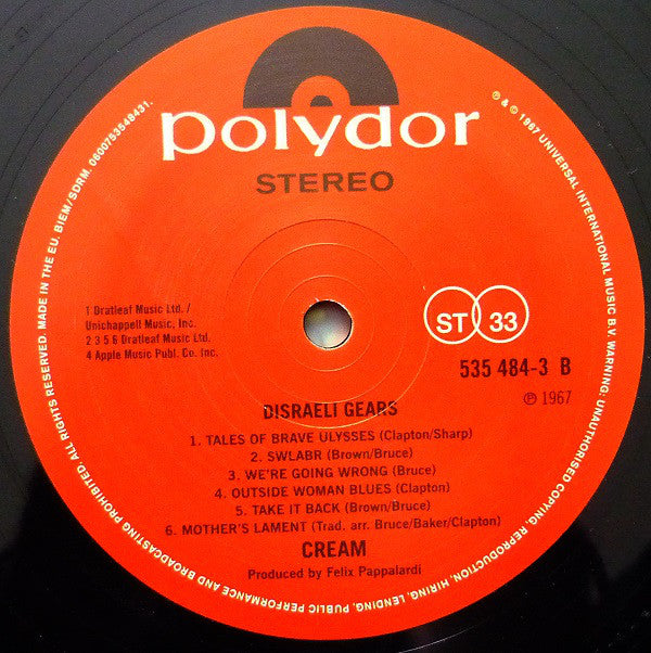 Cream (2) : Disraeli Gears (LP, Album, RE, 180)
