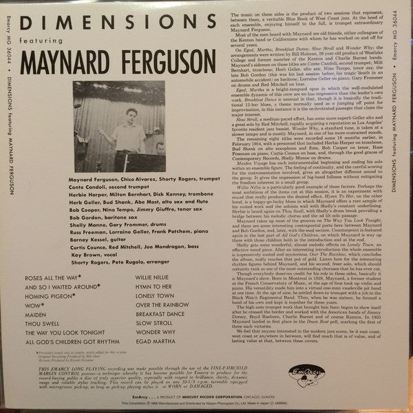 Maynard Ferguson : Dimensions (LP, Comp, Mono, RE)