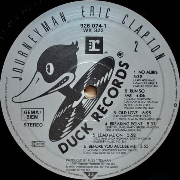 Eric Clapton : Journeyman (LP, Album, Gat)