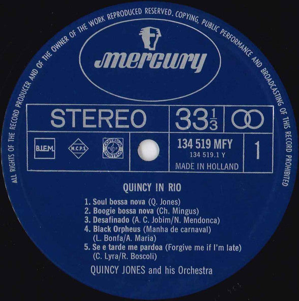 Quincy Jones And His Orchestra : Quincy In Rio (LP, Album, RE)