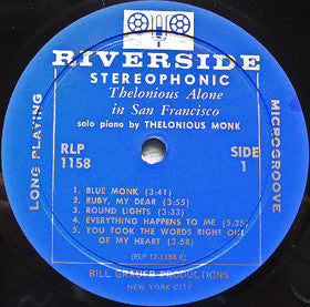 Thelonious Monk : Thelonious Alone In San Francisco (LP, Album, Blu)
