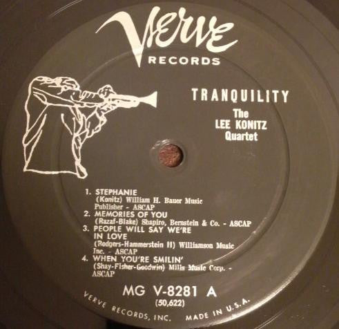 The Lee Konitz Quartet : Tranquility (LP, Album, Mono)