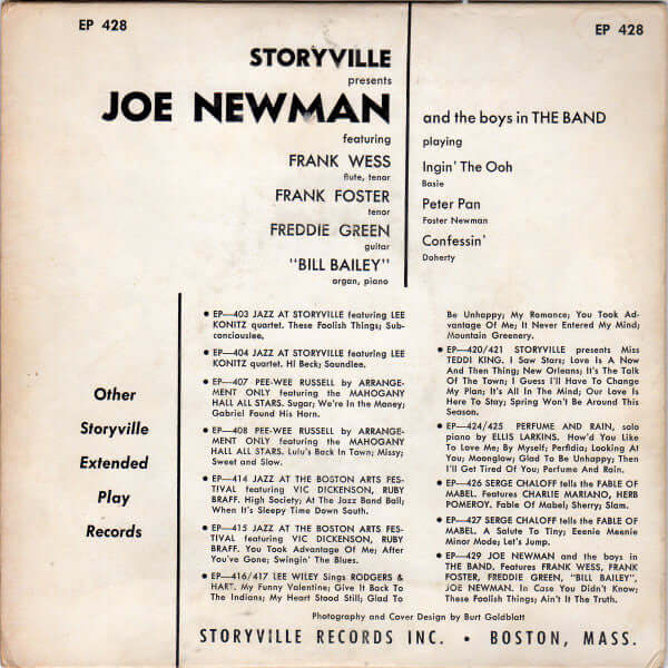 Joe Newman : Joe Newman And The Boys In "The Band" (7", EP, Mono)