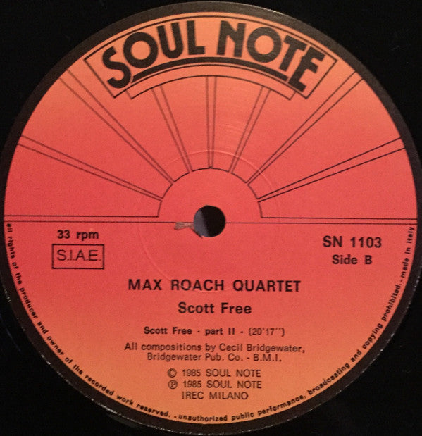 Max Roach Quartet : Scott Free (LP, Album)