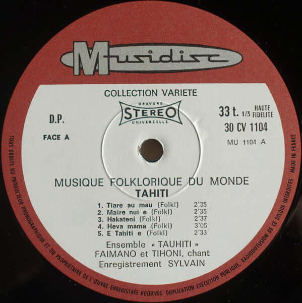 Ensemble Tauhiti* : Tahiti (LP, RE)