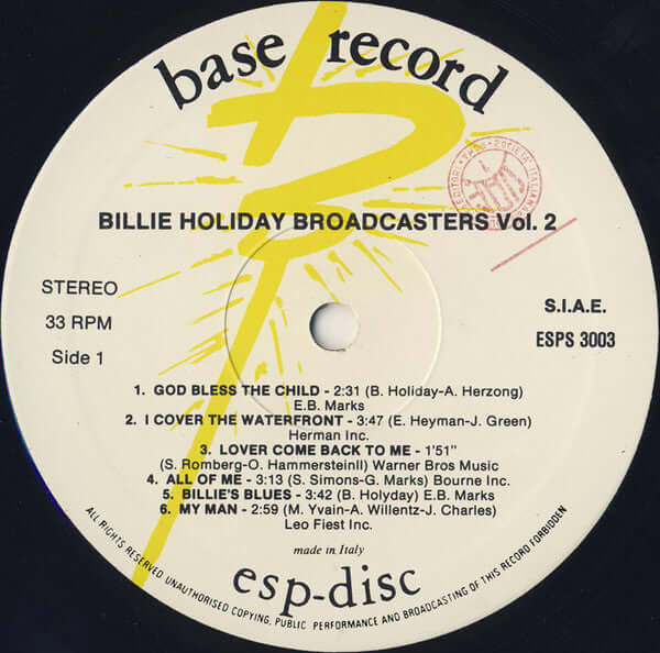Billie Holiday : Volume 2 / 1953-56 Radio & TV  Broadcasts (LP, Album, RE)