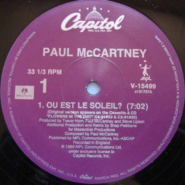 Paul McCartney : Ou Est Le Soleil? (12", Single)