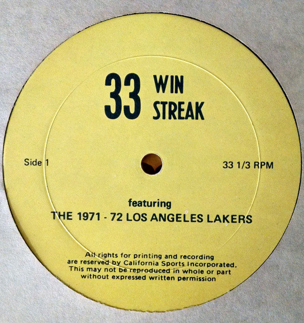 The 1971-72 Los Angeles Lakers, Chick Hearn, Lynn Shackelford : 33 Win Streak (LP, Comp)