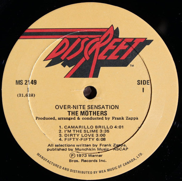 The Mothers : Over-nite Sensation (LP, Album, RE, Imp)