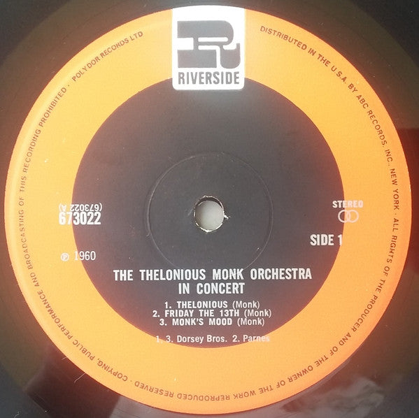 The Thelonious Monk Orchestra : In Concert (LP, Album, RE)