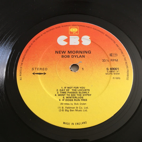 Bob Dylan : New Morning (LP, Album, RE)
