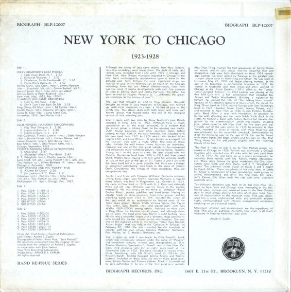 Various : New York To Chicago 1923-28 (LP, Comp)