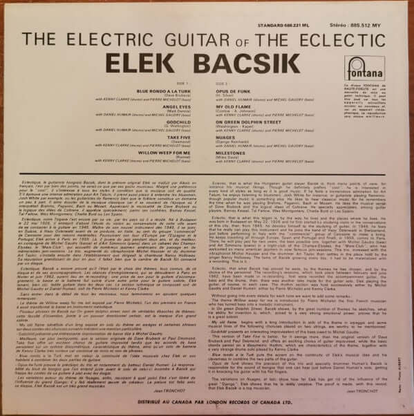 Elek Bacsik : The Electric Guitar Of The Eclectic Elek Bacsik (LP)