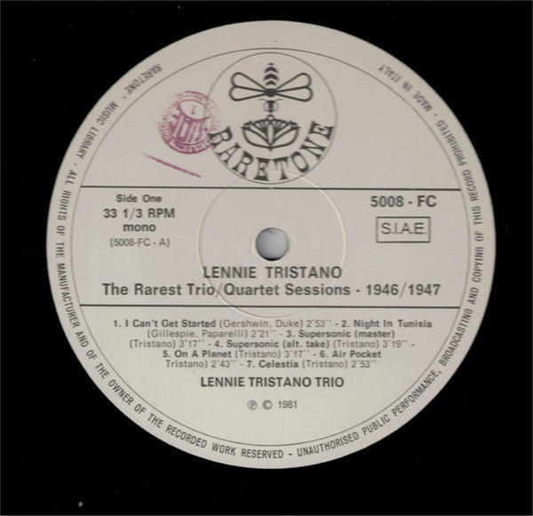 Lennie Tristano : The Rarest Trio/Quartet Sessions 1946/1947 (LP, Comp, Mono)