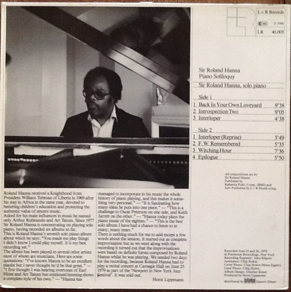 Roland Hanna : Piano Soliloquy (LP, Album)