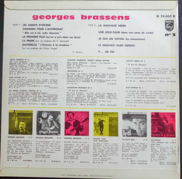 Georges Brassens : N°3 (10", Album, Mono, RE)