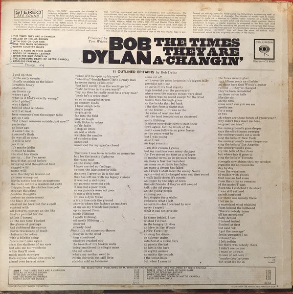 Bob Dylan : The Times They Are A-Changin' (LP, Album)