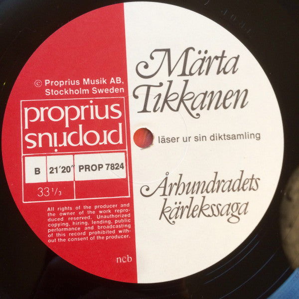 Märta Tikkanen : Århundradets Kärlekssaga (LP)