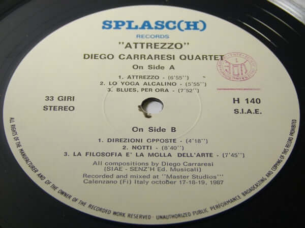 Diego Carraresi Quartet : ATTREZZO (LP, Album)