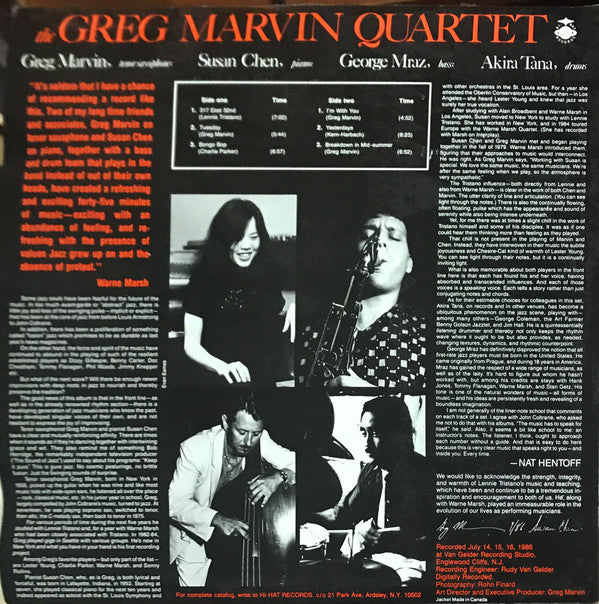 The Greg Marvin Quartet : The Greg Marvin Quartet (LP, Album)