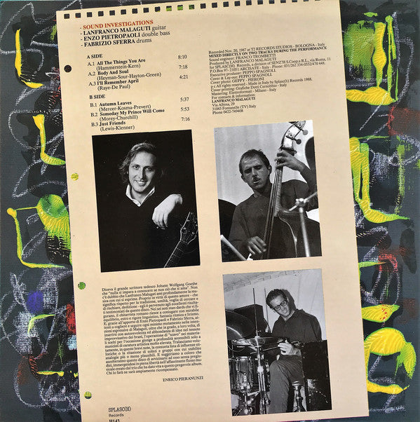 Lanfranco Malaguti, Enzo Pietropaoli, Fabrizio Sferra : Sound Investigations (LP, Album)