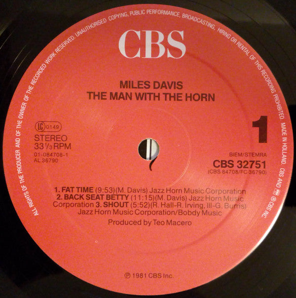 Miles Davis : The Man With The Horn (LP, Album, RE)